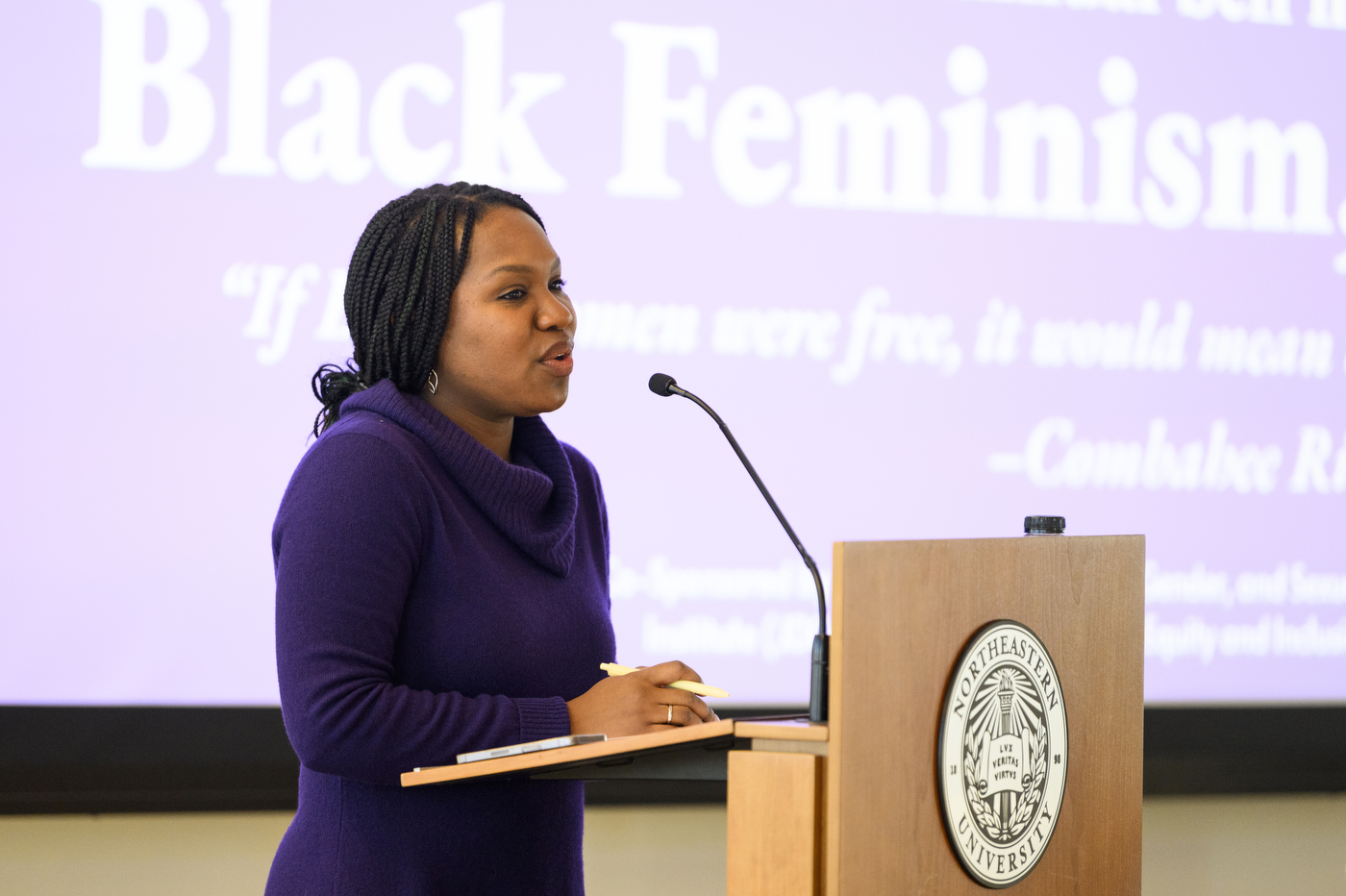 kabria baumgartner speaking during the bell hooks symposium