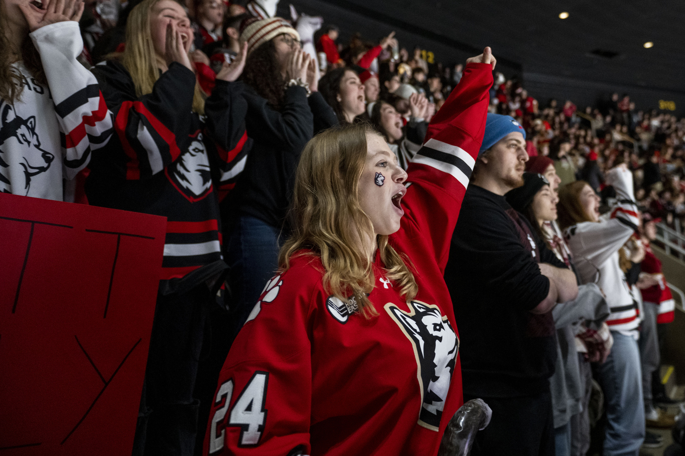 northeastern fans at td garden for the beanpot