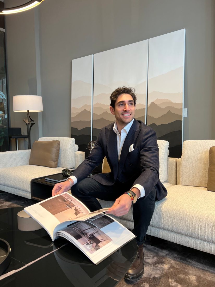 Os Berke Kababulut posing in a lazzoni showroom