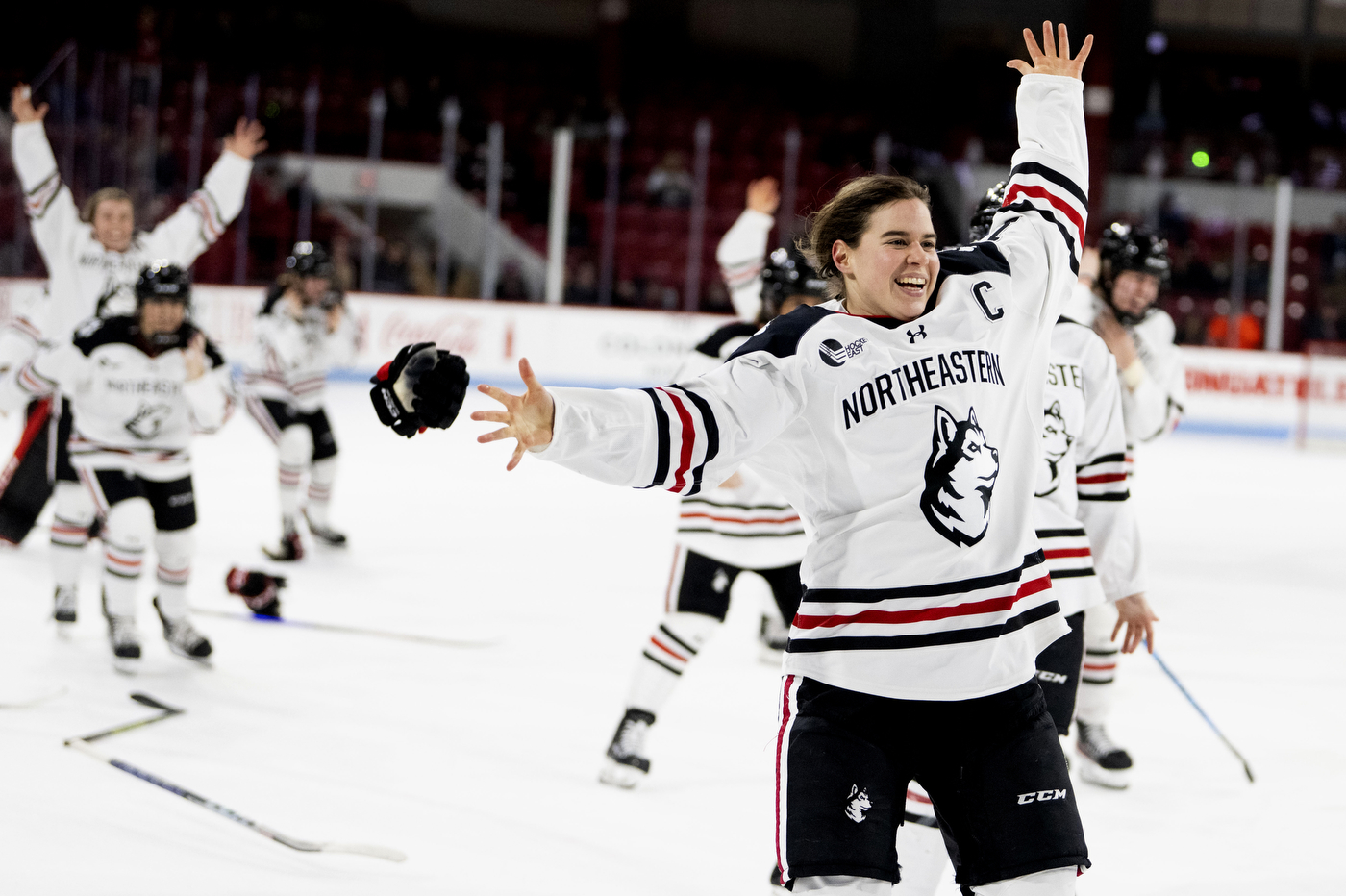 Alina Mueller celebrates