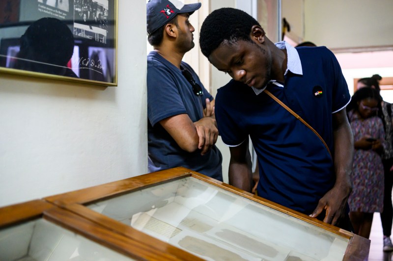 person looking at artifact in the National Museum Gallery