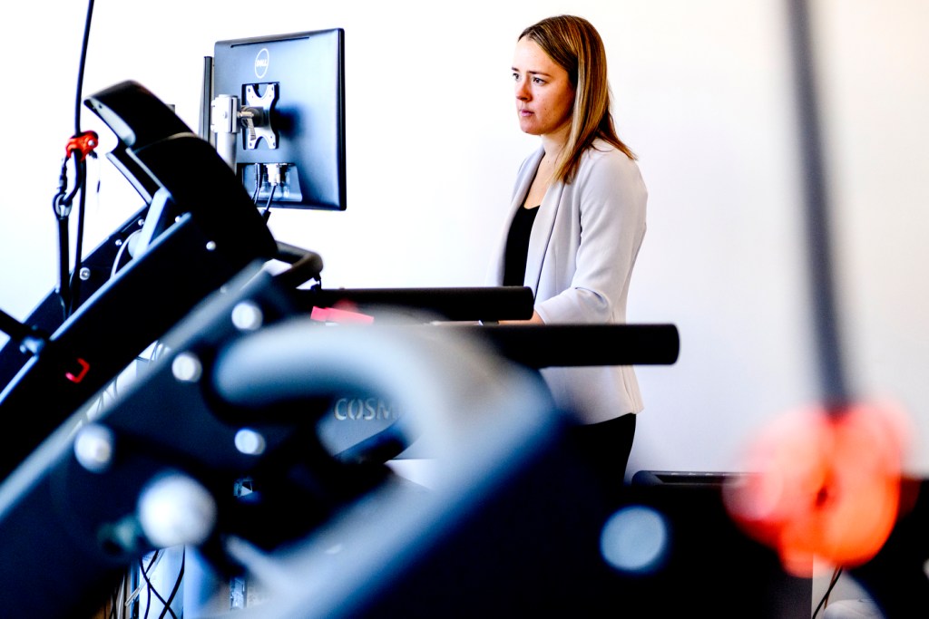 Lauren Raine standing on a treadmill