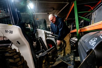 Greg Concannon preparing snow plows