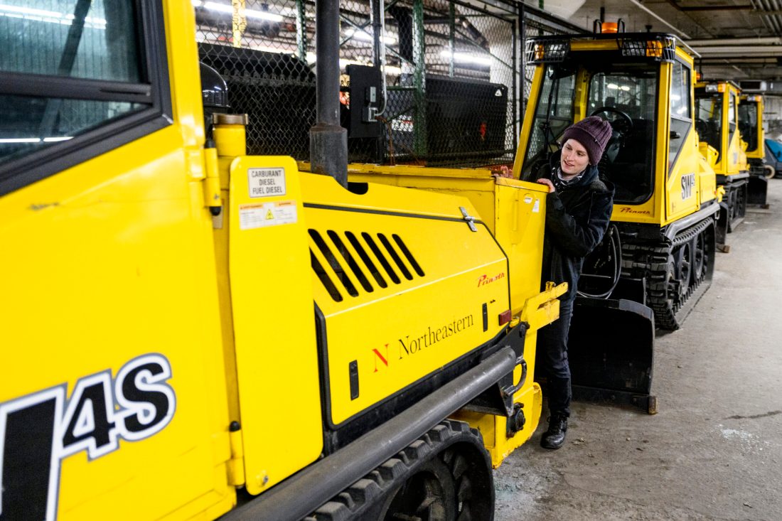 Ashlin Davis preparing snow plow