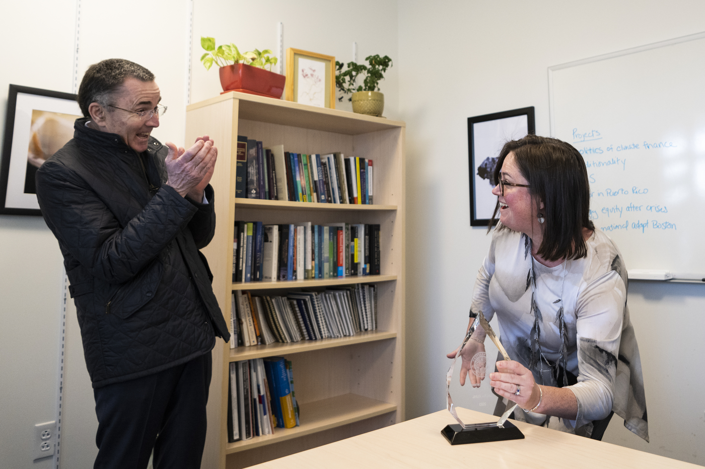 David Madigan and Professor Laura Kuhl looking excited