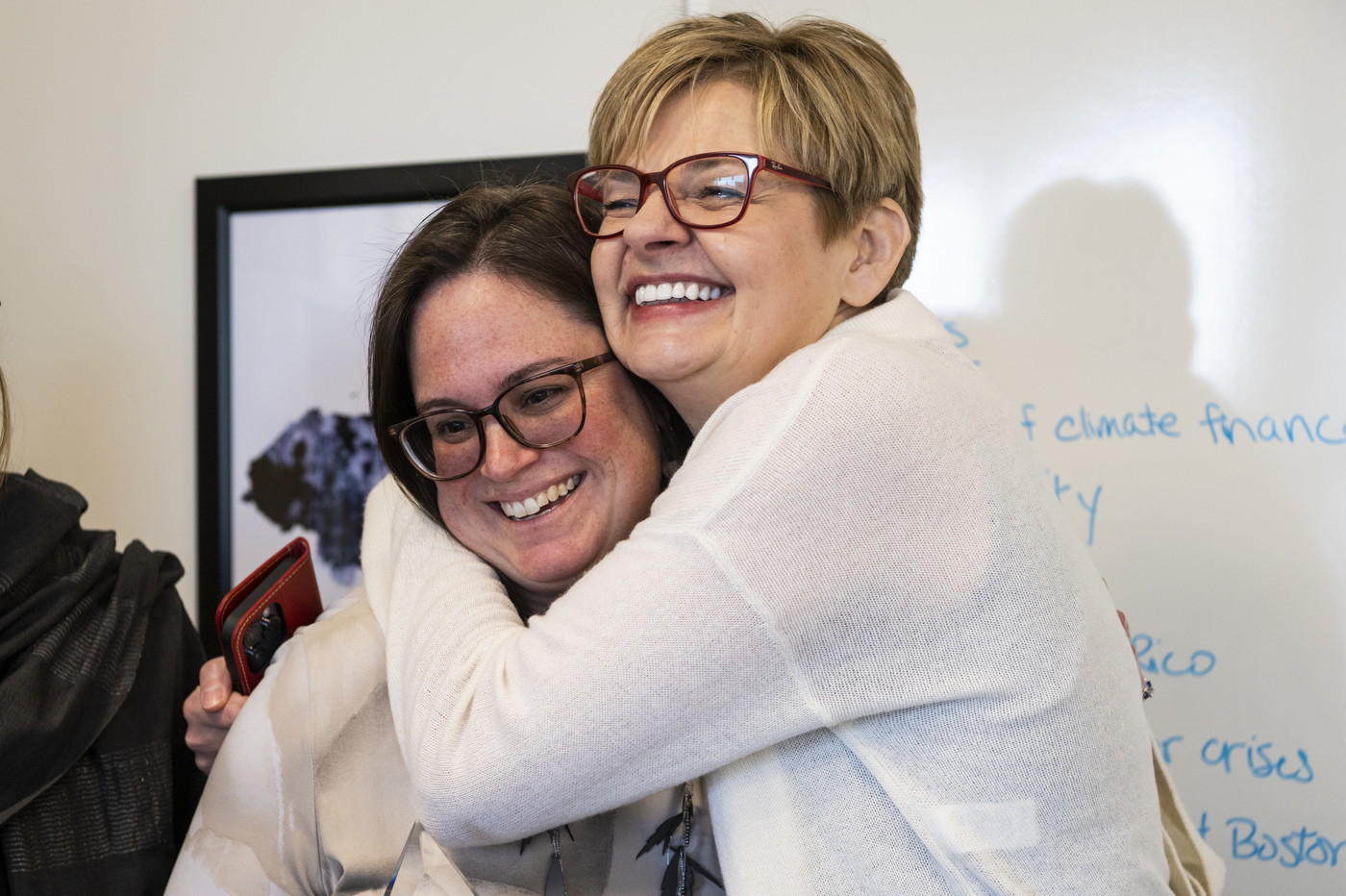 Maria Ivanova hugging Professor Laura Kuhl