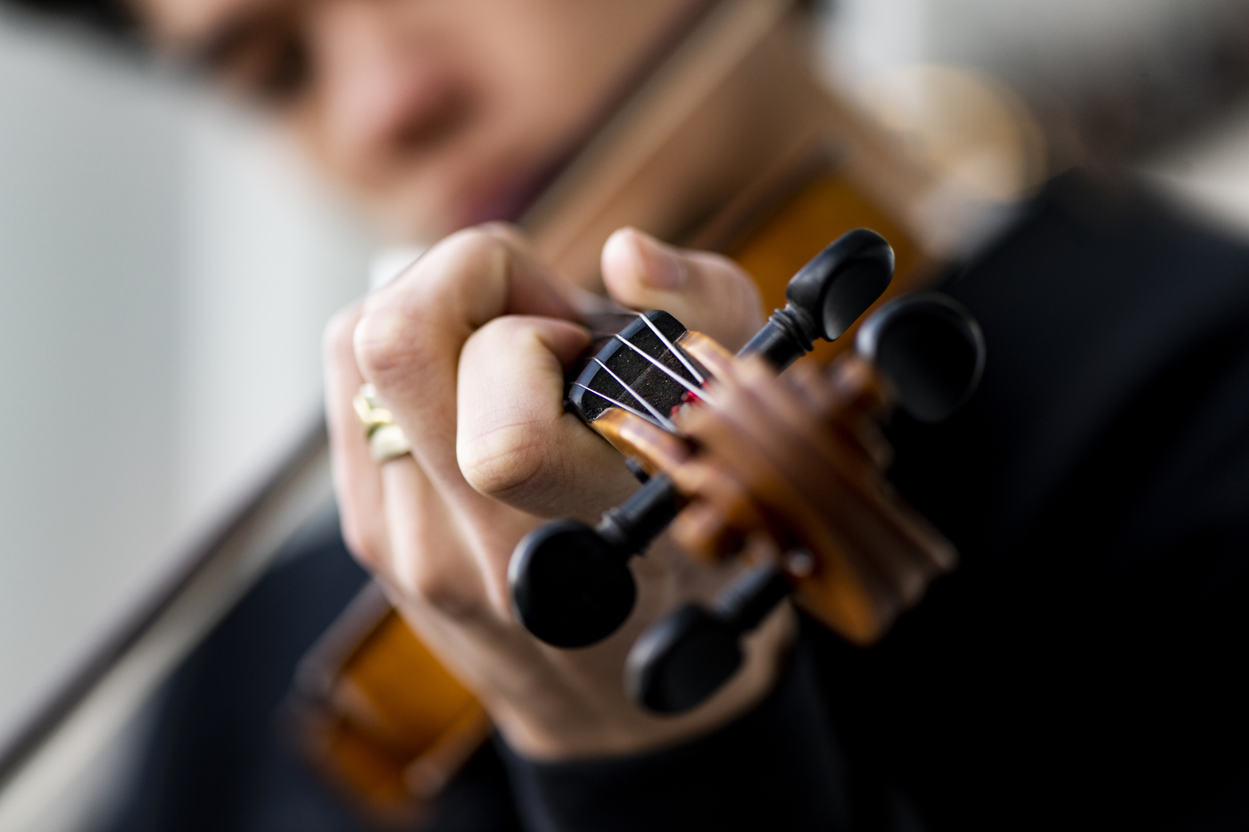 Joe de Georgeo plays the fiddle.