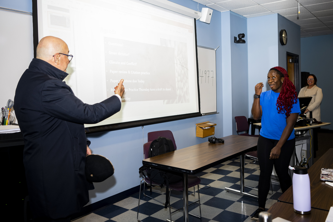 President Joseph E Aoun presenting Amar Ifeji with Truman Scholarship