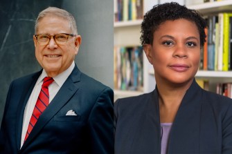 Headshots of Albexrto Ibargüen and Alondra Nelson.