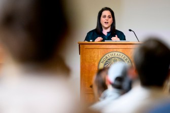 Jenn Ingemi delivering Last Lecture