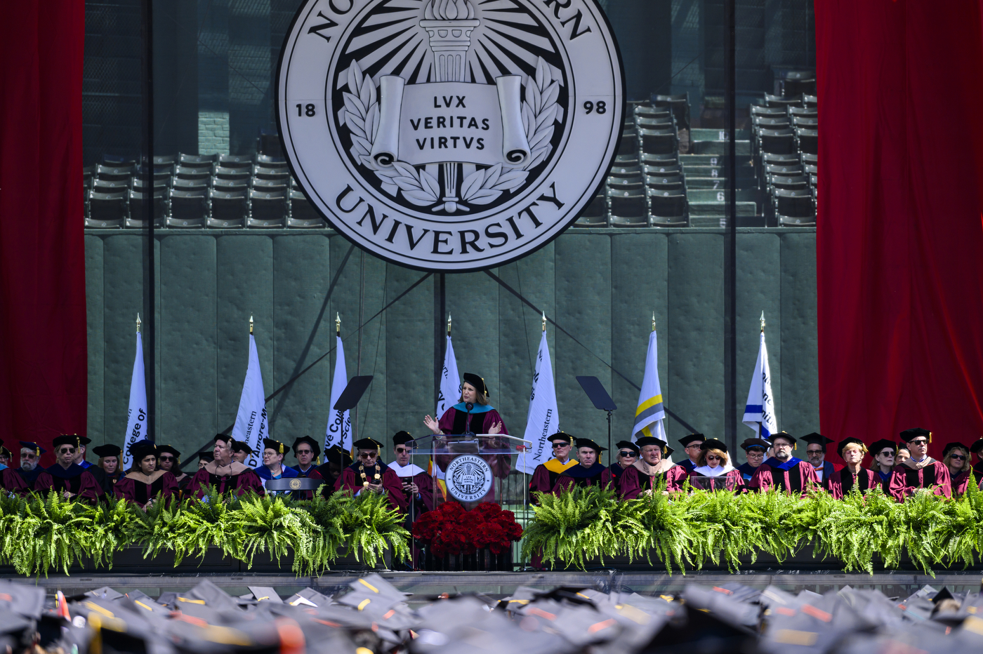 Chrystia Freeland speaking at Northeastern graduate commencement 