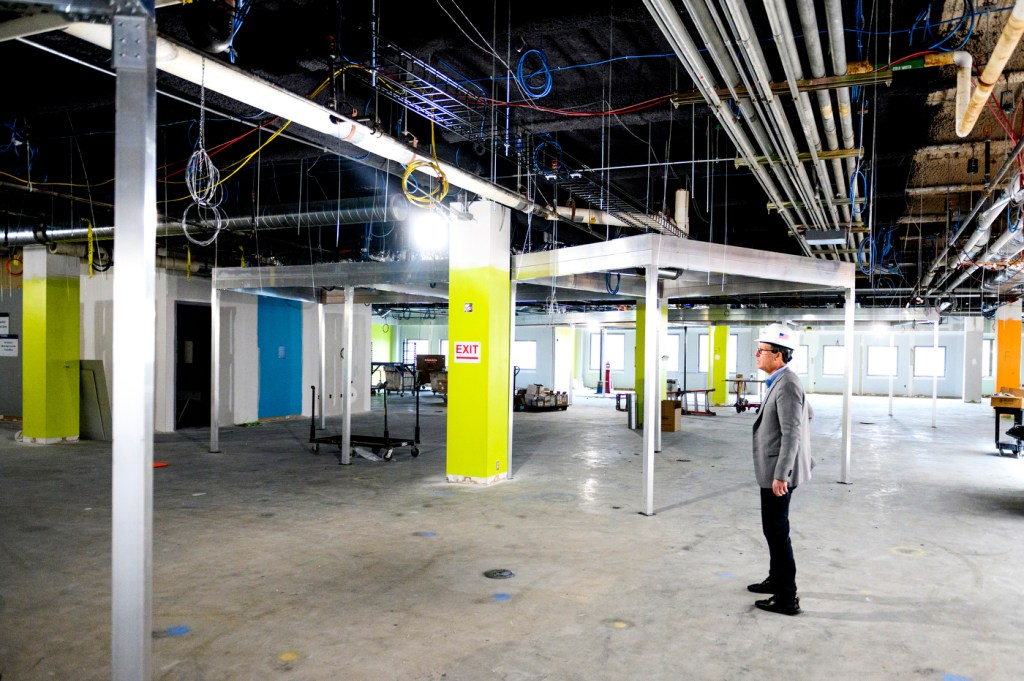 renovations inside Snell Library