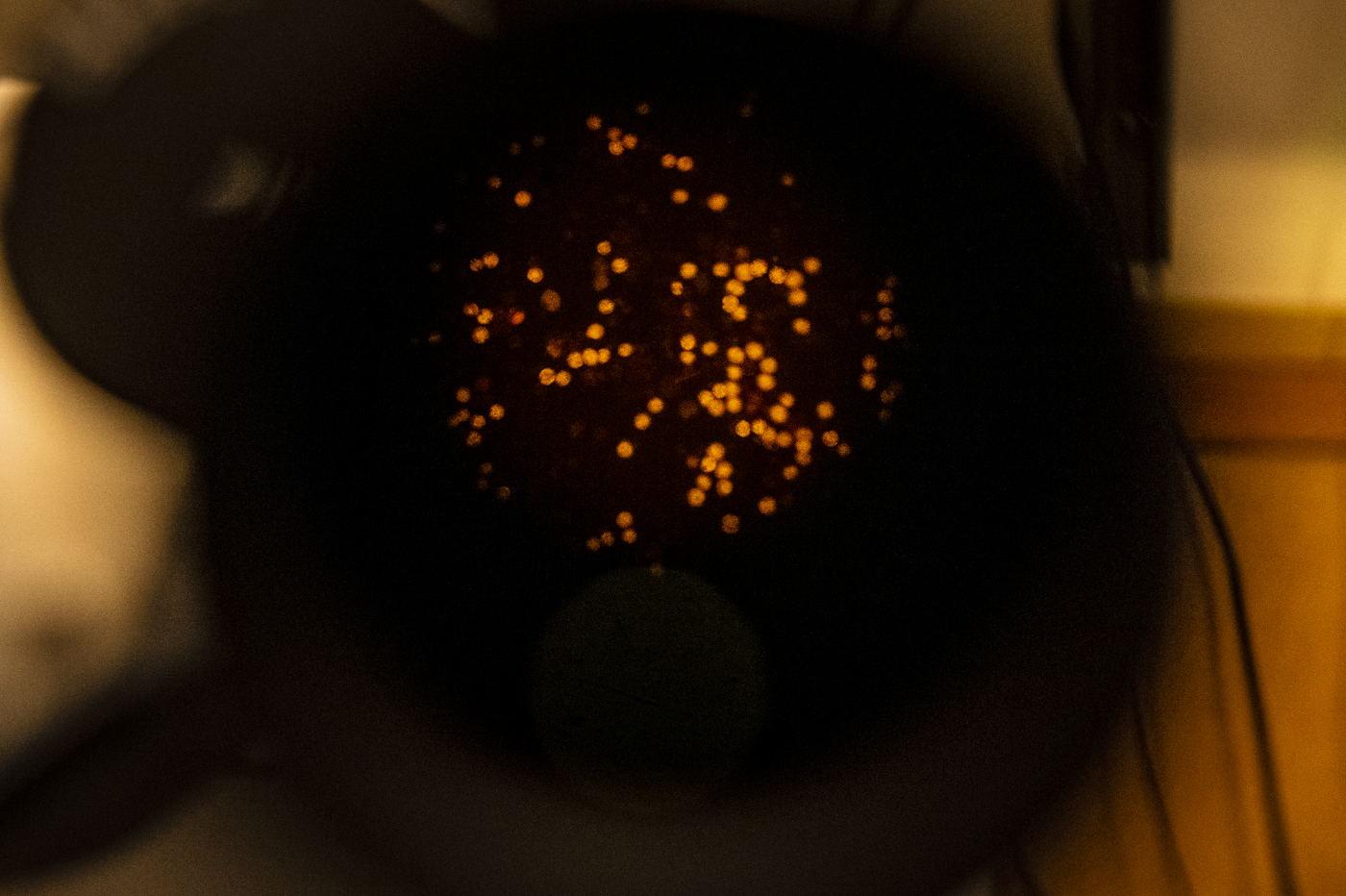 view of the specimens being examined under a microscope