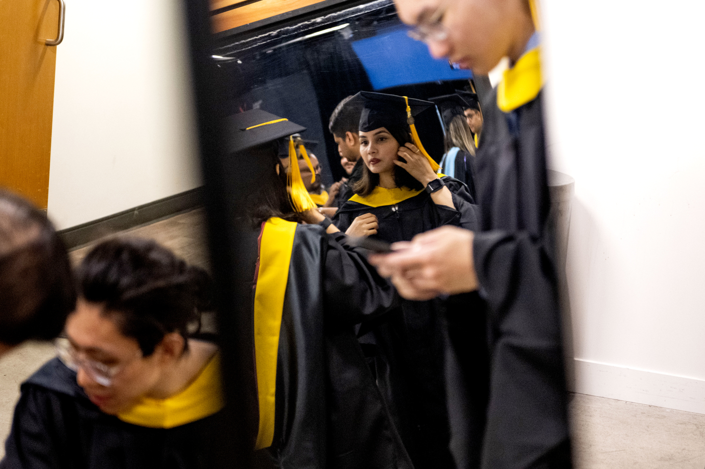 graduates standing in line