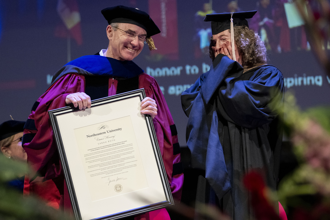 David Madigan presenting citation to Sarah Roth