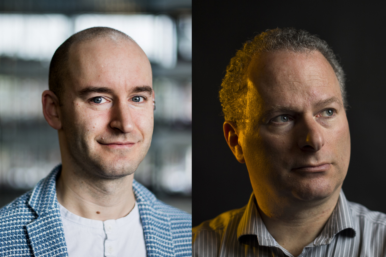 headshot of Christo Wilson (left) and David Lazer (right)