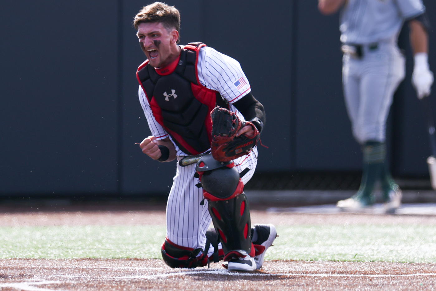 Huskies baseball catcher cheering