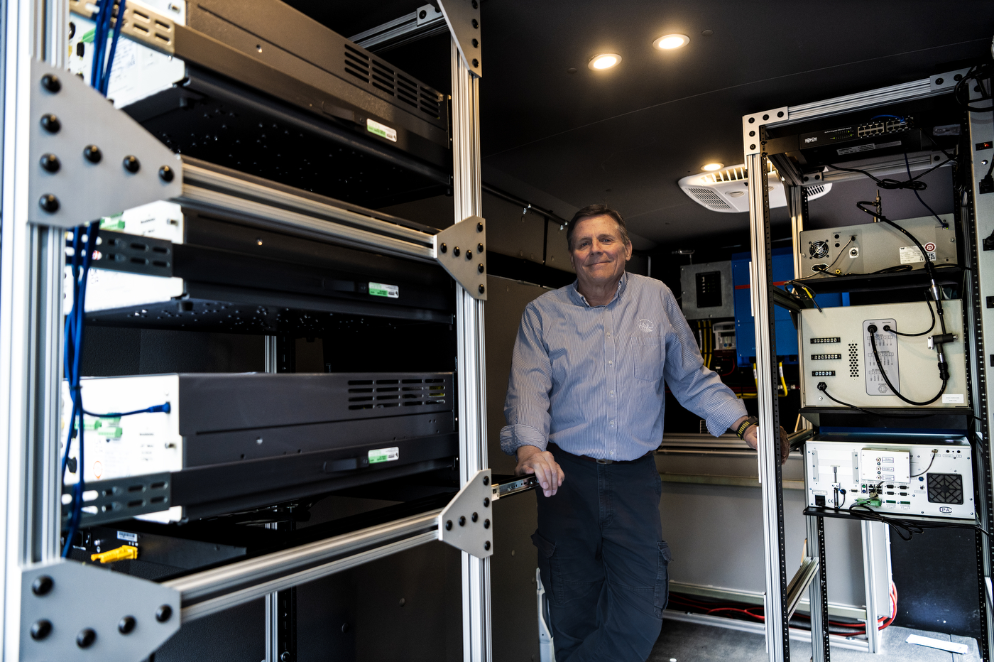 John Wilbur working in Air Quality Mobile Lab