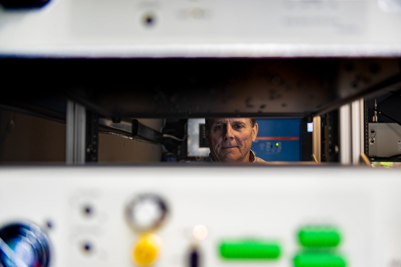 John Wilbur working in Air Quality Mobile Lab