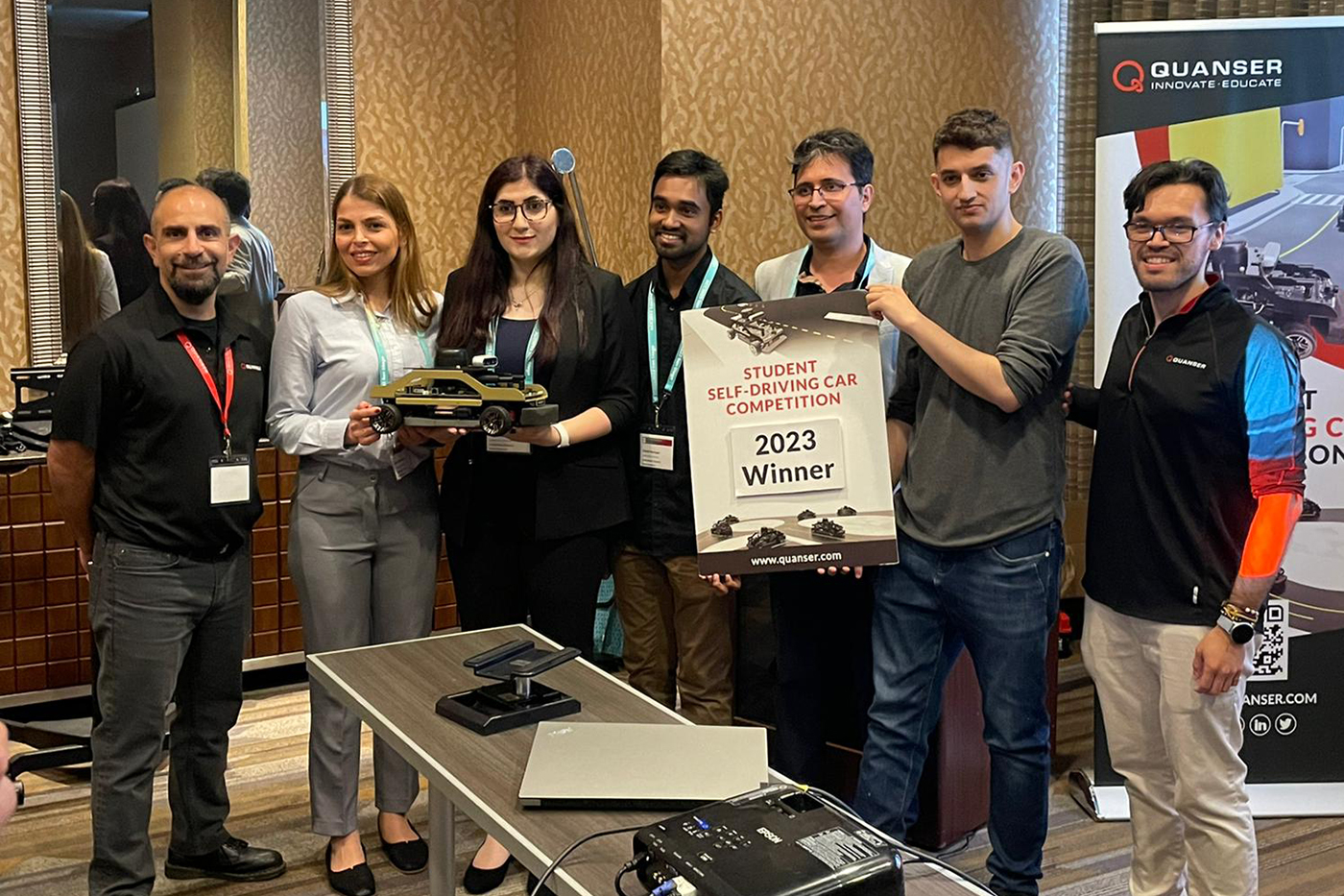 robotics team posing for group photo