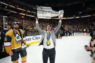 Gordon Weigers lifting the Stanley Cup