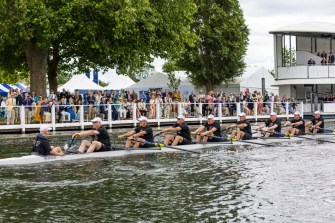 1973 Northeastern men’s heavyweight eight crew team rowing at Henley-on-Thames