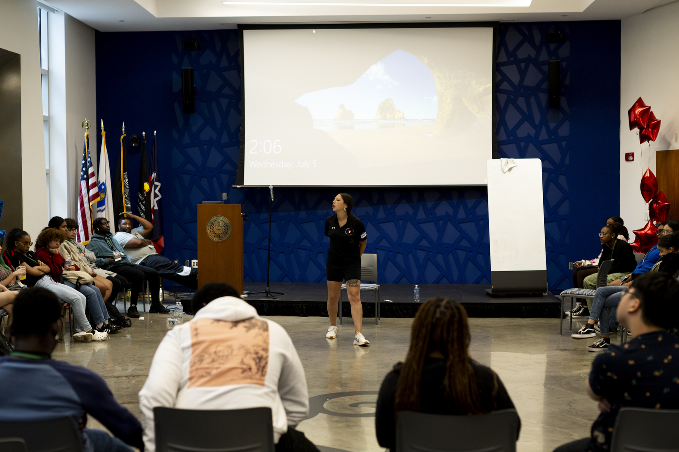 person speaking at the Summer Youth Jobs Program