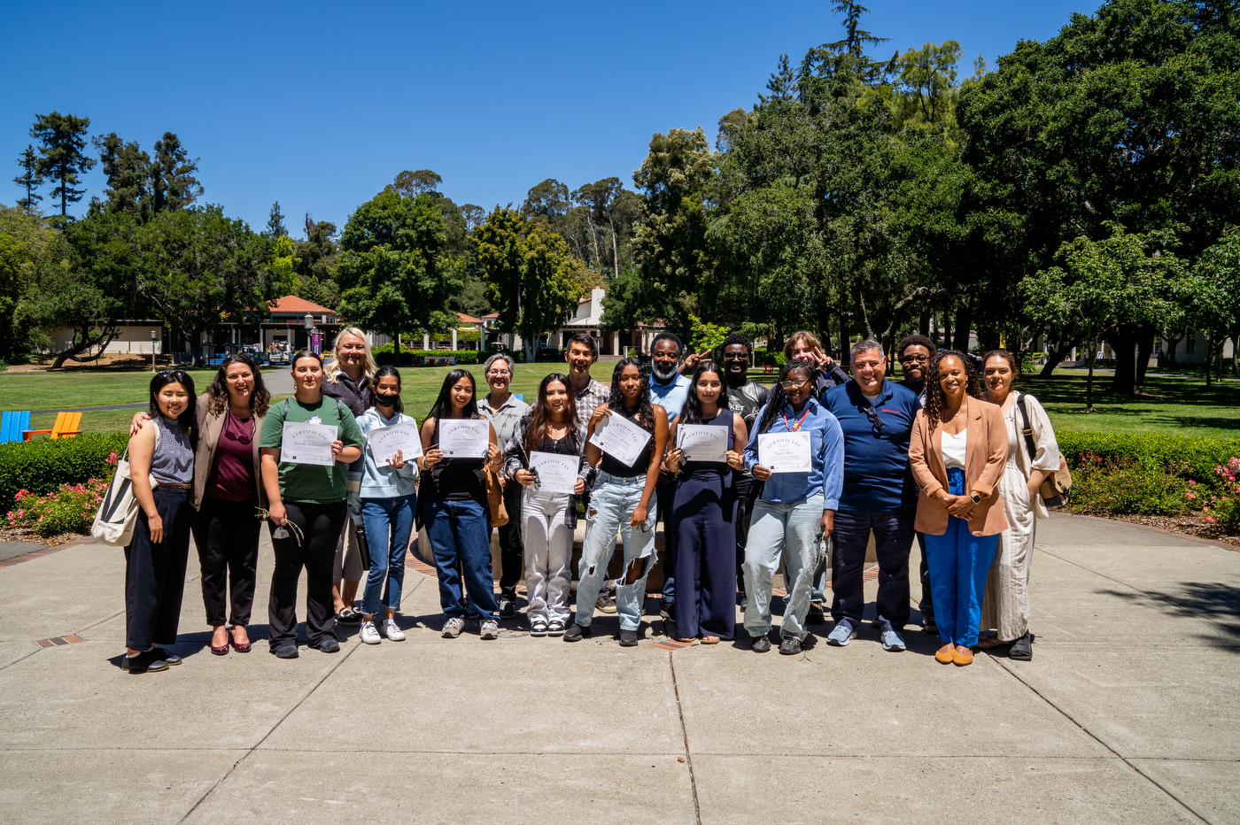 Students posing outside in a group