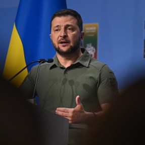 Ukranian President Volodymyr Zelenskyy at a press conference