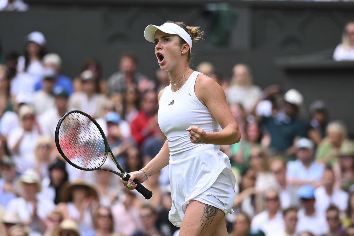 Elina Svitolina at the Wimbledon 2023 quarter final match