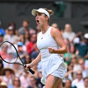 Elina Svitolina at the Wimbledon 2023 quarter final match