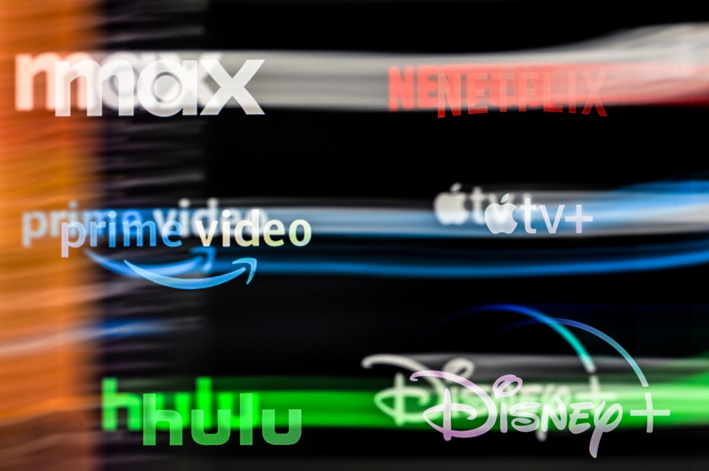 A blurred image of streaming service logos.