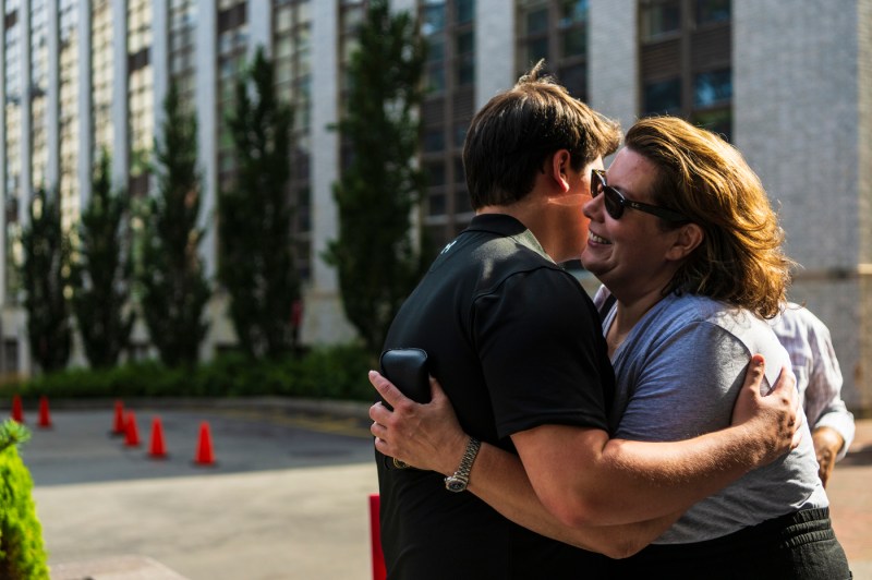 two people hugging