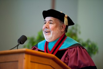 Anthony Manganaro speaking at convocation