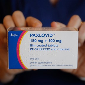 person holding box of Paxlovid