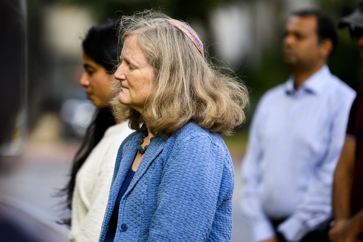 Audience members gathered honor the memory of Jaahnavi Kandula.