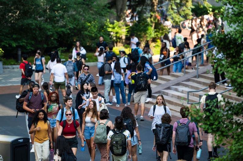 students walking from one class to another