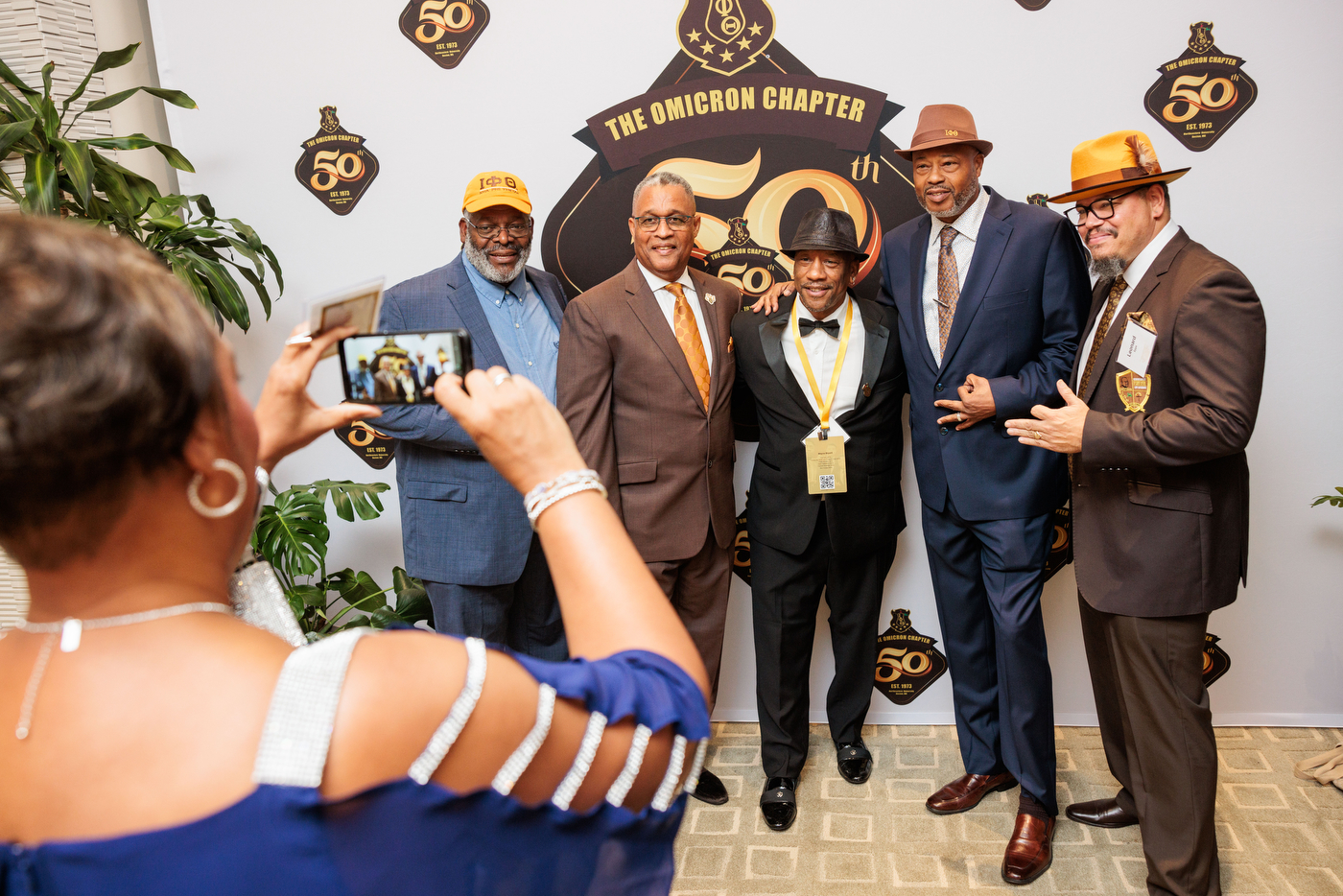 Members of Iota Phi Theta posing for a group photo.