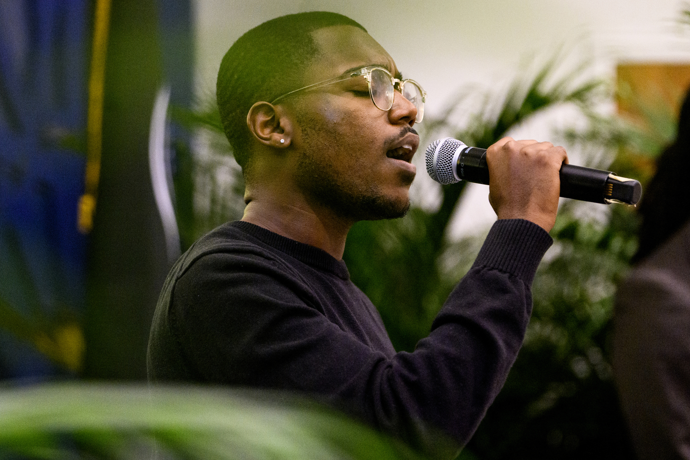 Singer at Iota Phi Theta's 50th anniversary.