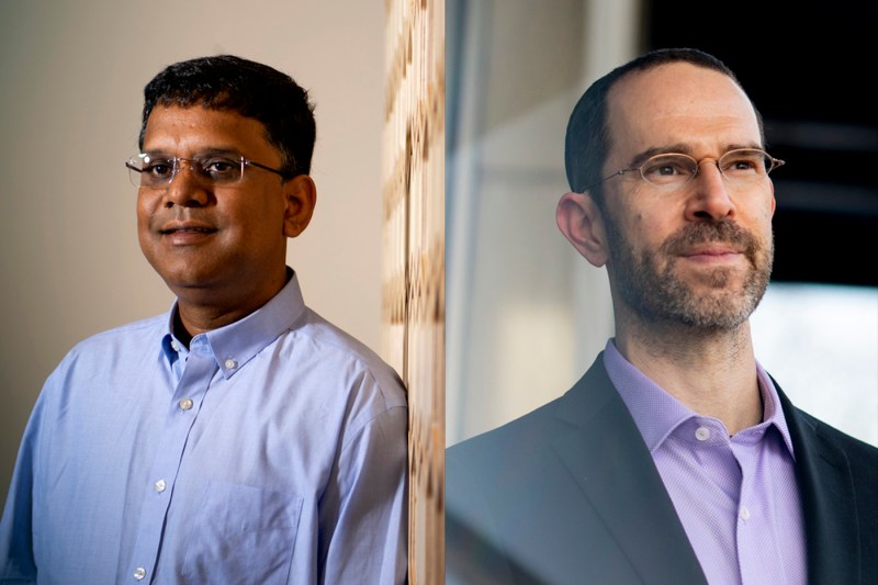 Headshots of Auroop Ganguly (left) and Daniel Aldrich (right).