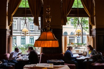 interior of a cafe in Vienna, Austria