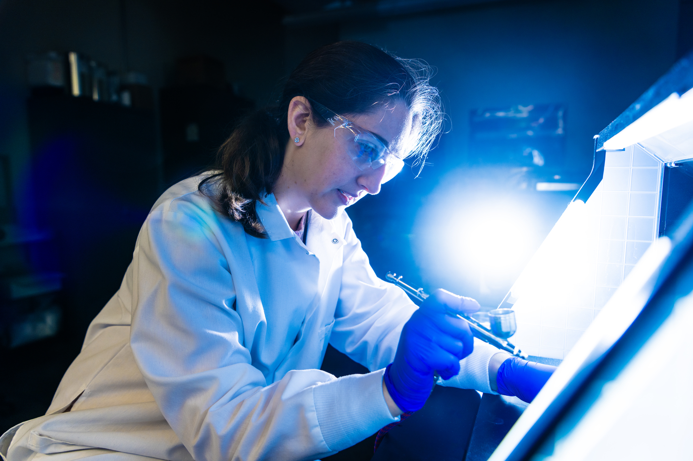 Cassandra Martin working in the lab.