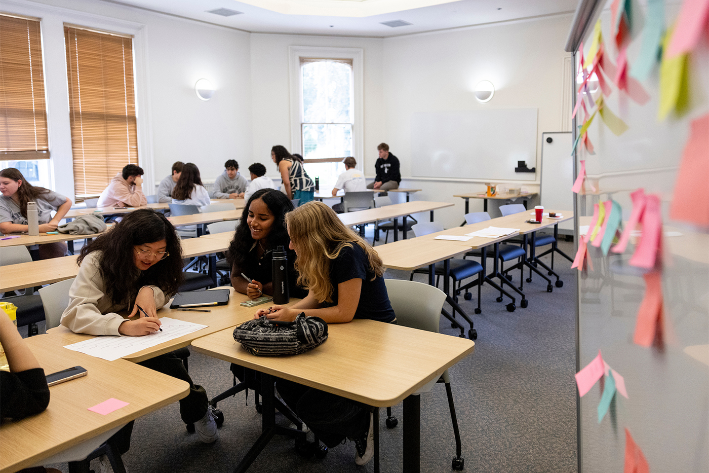 Students participating in Experiential Entrepreneurship event in a classroom. 