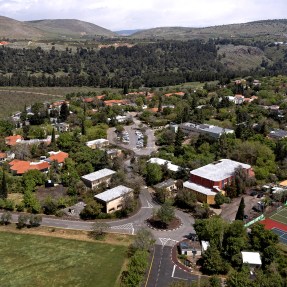 Aerial view of the kibbutz of Yiron.