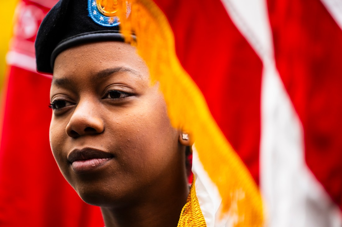 Northeastern community member at the Veterans Day Ceremony.