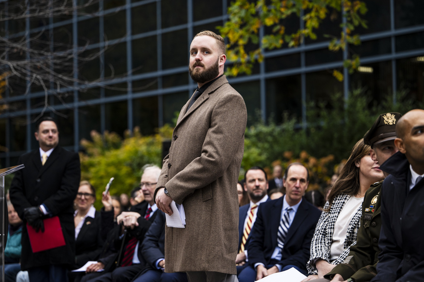 Speaker at the Northeastern Veterans Day ceremony 2023.