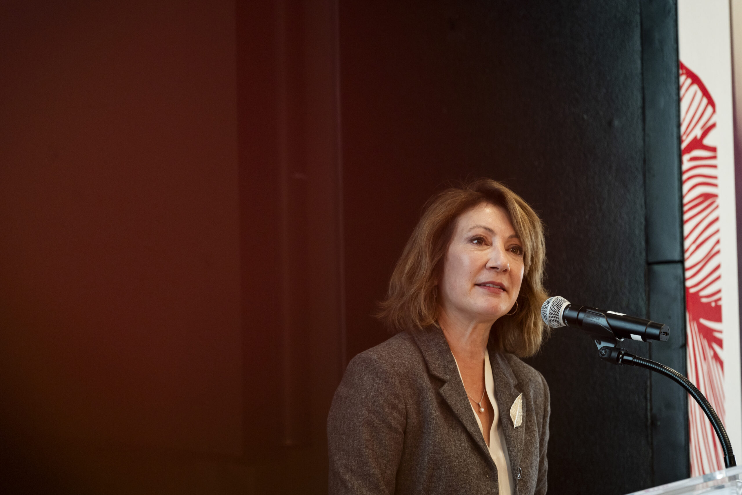 Diane MacGillivray speaking to attendees at a Women Who Empower conference.