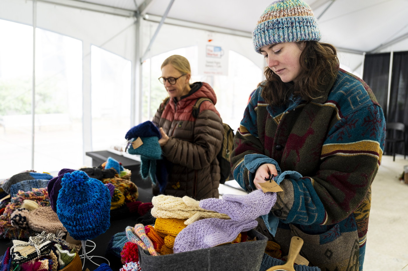 Rachel Harrell shopping at the holiday market.