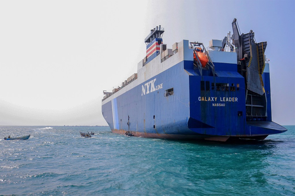 A cargo ship in the Red Sea.