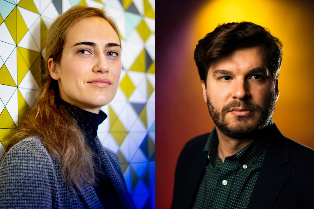 Headshot of Giulia Menichetti (left) and Samuel Scarpino (right).